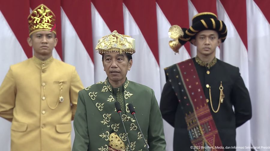 Pidato Presiden Joko Widodo pada Sidang Tahunan MPR-RI dan Sidang Bersama DPR RI dan DPD RI Tahun 2022. (Tangkapan Layar via Youtube Sekretariat Presiden)