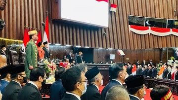 Presiden Joko Widodo (Jokowi) di Gedung DPR/MPR untuk Mengikuti Sidang Tahunan MPR-RI dan Sidang Bersama DPR RI dan DPD RI Tahun 2022. (Foto: Laily Rachev - Biro Pers Sekretariat Presiden)