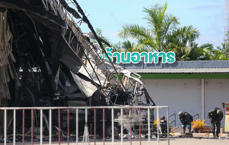 A shop is seen in an aftermath of an explosion which ripped through the southern Thailand province of Yala in what appeared to be multiple coordinated attacks in several locations, in Yala, Thailand August 17, 2022. REUTERS/Surapan Boonthanom