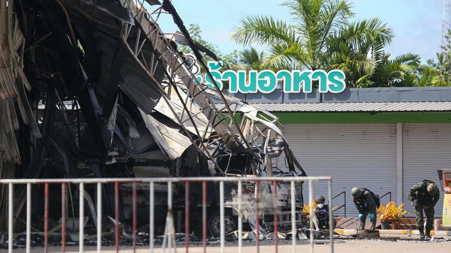 A shop is seen in an aftermath of an explosion which ripped through the southern Thailand province of Yala in what appeared to be multiple coordinated attacks in several locations, in Yala, Thailand August 17, 2022. REUTERS/Surapan Boonthanom