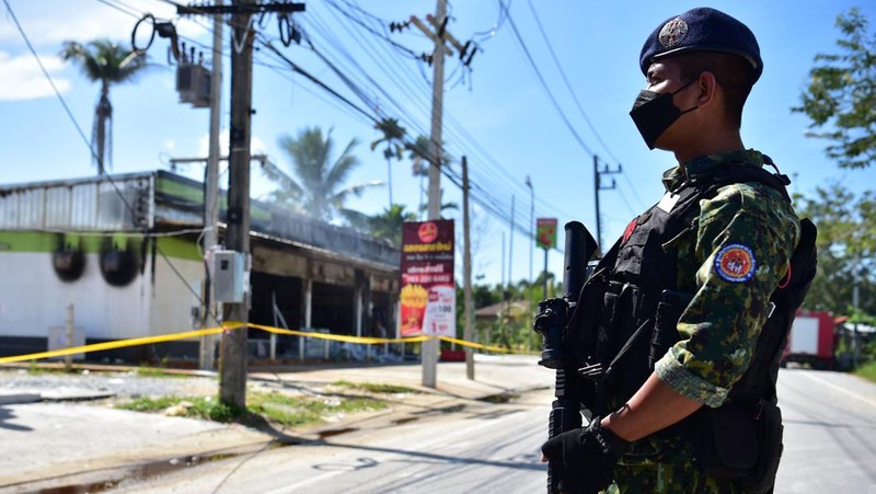 A shop is seen in an aftermath of an explosion which ripped through the southern Thailand province of Yala in what appeared to be multiple coordinated attacks in several locations, in Yala, Thailand August 17, 2022. REUTERS/Surapan Boonthanom