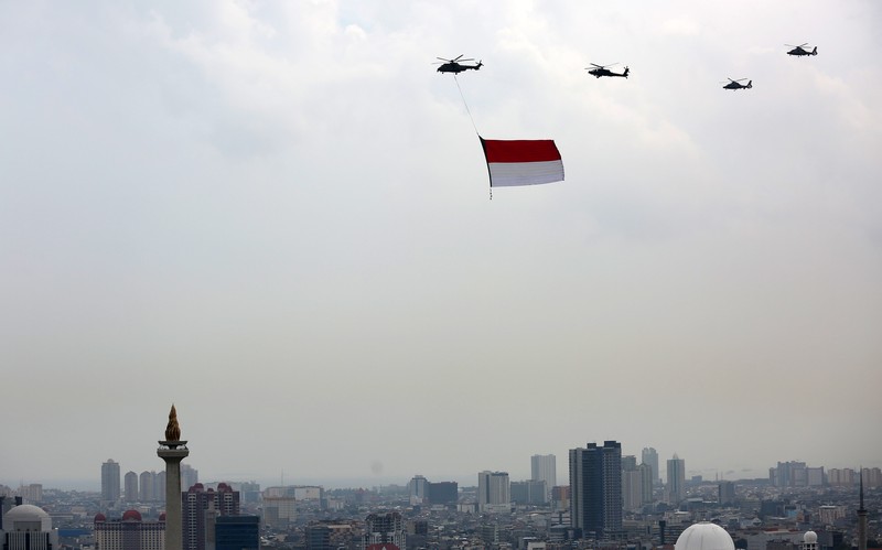 Atraksi pesawat tempur TNI Angkatan Udara (AU) akan memeriahkan upacara HUT Kemerdekaan ke-77 RI .  (Tangkapan Layar Youtube)