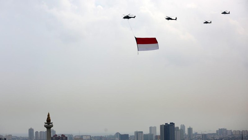 Atraksi pesawat tempur TNI Angkatan Udara (AU) akan memeriahkan upacara HUT Kemerdekaan ke-77 RI .  (Tangkapan Layar Youtube)