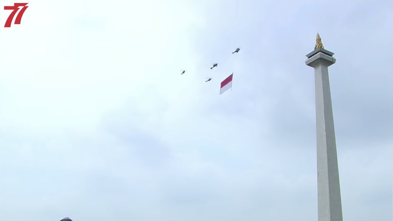 Atraksi pesawat tempur TNI Angkatan Udara (AU) akan memeriahkan upacara HUT Kemerdekaan ke-77 RI .  (Tangkapan Layar Youtube)