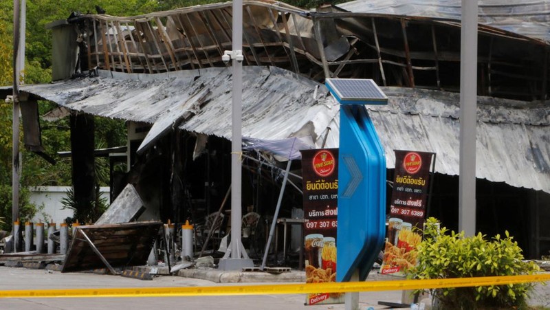 A shop is seen in an aftermath of an explosion which ripped through the southern Thailand province of Yala in what appeared to be multiple coordinated attacks in several locations, in Yala, Thailand August 17, 2022. REUTERS/Surapan Boonthanom