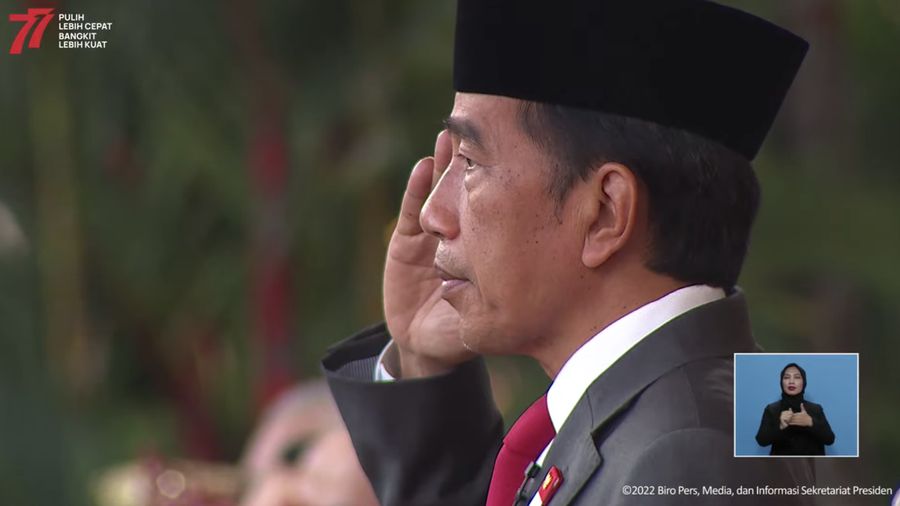 Upacara Penurunan Bendera Negara Sang Merah Putih, 17 Agustus 2022. (Tangkapan Layar Youtube)