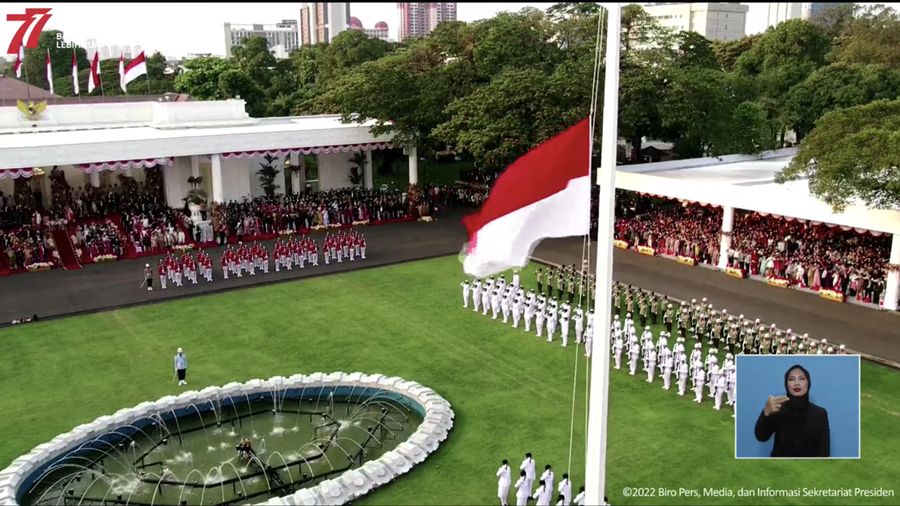 Upacara Penurunan Bendera Negara Sang Merah Putih, 17 Agustus 2022. (Tangkapan Layar Youtube)