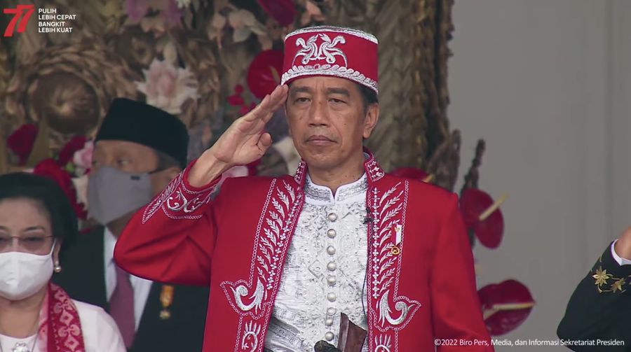 Upacara Peringatan Detik-Detik Proklamasi Kemerdekaan RI, 17 Agustus 2022. (Tangkapan Layar Youtube Sekretariat Presiden RI)