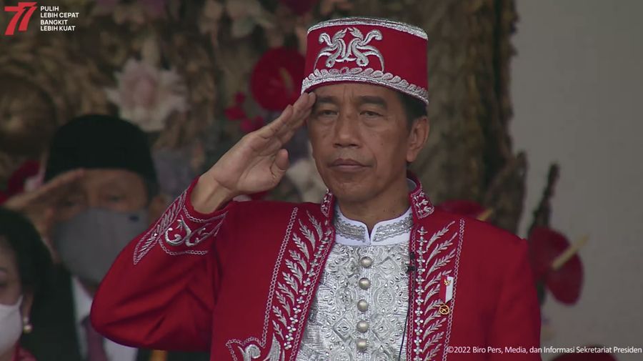Upacara Peringatan Detik-Detik Proklamasi Kemerdekaan RI, 17 Agustus 2022. (Tangkapan Layar Youtube Sekretariat Presiden RI)