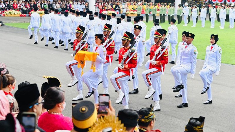 Upacara Peringatan Detik-Detik Proklamasi Tahun 2022 Berlangsung Khidmat dan Lancar. (Laily Rachev - Biro Pers Sekretariat Presiden)