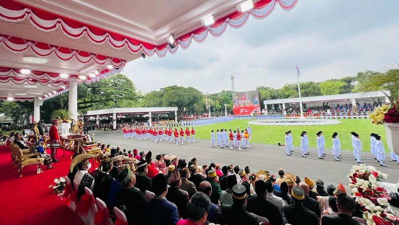 Upacara Peringatan Detik-Detik Proklamasi Tahun 2022 Berlangsung Khidmat dan Lancar. (Laily Rachev - Biro Pers Sekretariat Presiden)