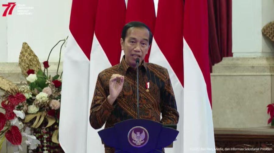 Presiden Joko Widodo (Jokowi) Saat Pembukaan Rapat Koordinasi Nasional Pengendalian Inflasi Tahun 2022, Kamis (18/8/2022). (Tangkapan Layar Youtube Sekretariat Presiden)
