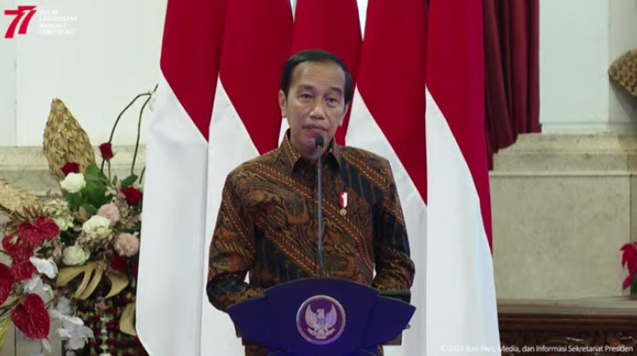 Presiden Joko Widodo (Jokowi) Saat Pembukaan Rapat Koordinasi Nasional Pengendalian Inflasi Tahun 2022, Kamis (18/8/2022).