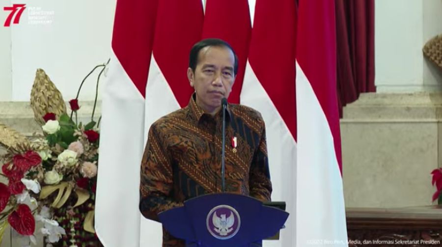 Presiden Joko Widodo (Jokowi) Saat Pembukaan Rapat Koordinasi Nasional Pengendalian Inflasi Tahun 2022, Kamis (18/8/2022). (Tangkapan Layar Youtube Sekretariat Presiden)