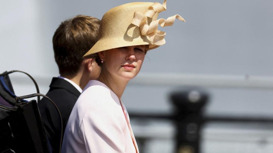Britain's Lady Louise Windsor rides in a carriage during the Trooping the Color parade in London, Thursday June 2, 2022, on the first of four days of celebrations to mark the Platinum Jubilee. The events over a long holiday weekend in the U.K. are meant to celebrate the monarch’s 70 years of service.  (Hannah McKay/Pool Photo via AP)