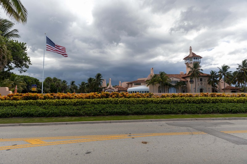 FILE PHOTO: An aerial view of former U.S. President Donald Trump's Mar-a-Lago home after Trump said that FBI agents raided it, in Palm Beach, Florida, U.S. August 15, 2022. REUTERS/Marco Bello/File Photo