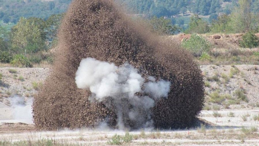 Salah satu 'batu kelaparan' muncul saat permukaan air surut di Worms, Jerman pada 17 Agustus 2022.