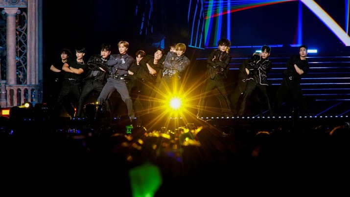 K-pop boy group SUPER JUNIOR performs during concert 