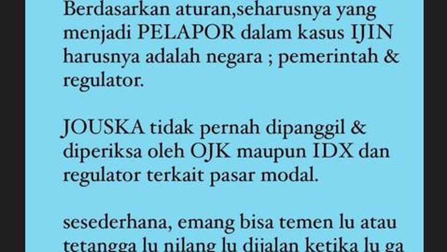 Jouska soal OJK