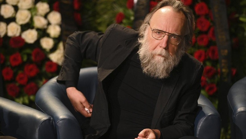 Philosopher Alexander Dugin speaks during the final farewell ceremony for his daughter Daria Dugina in Moscow, Russia, Tuesday, Aug. 23, 2022. Daria Dugina, a 29-year-old commentator with a nationalist Russian TV channel, died when a remotely controlled explosive device planted in her SUV blew up on Saturday night as she was driving on the outskirts of Moscow, ripping the vehicle apart and killing her on the spot, authorities said. (AP Photo/Dmitry Serebryakov)