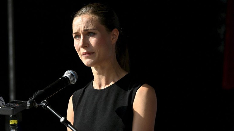 Finnish Prime Minister Sanna Marin reacts during a meeting of Social Democratic Party of Finland in Lahti, Finland, August 24, 2022. Lehtikuva / Heikki Saukkomaa via REUTERS   ATTENTION EDITORS - THIS IMAGE WAS PROVIDED BY A THIRD PARTY. NO THIRD PARTY SALES. NOT FOR USE BY REUTERS THIRD PARTY DISTRIBUTORS. FINLAND OUT. NO COMMERCIAL OR EDITORIAL SALES IN FINLAND.