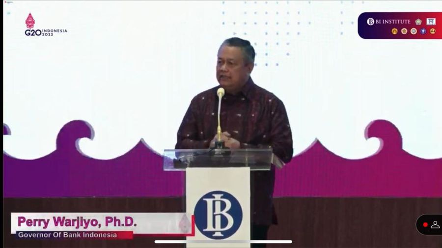 Gubernur Bank Indonesia, Perry Warjiyo dalam acara Konferensi Internasional Bulletin of Monetary Economics and Banking ke-16 (screenshot Youtube)