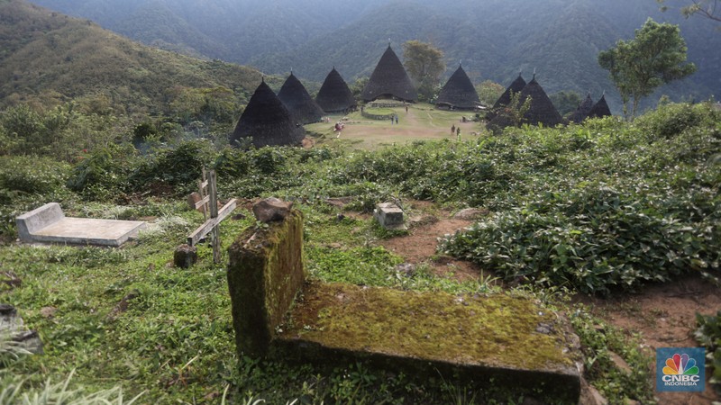 Desa Wisata Wae Rebo, NTT Wisatawan mengunjungi desa wisata Wae Rebo di Kecamatan Satarmese Barat, Kabupaten Manggarai, Nusa Tenggara Timur (NTT) , Jumat (28/7/2022). Wae Rebo merupakan salah satu desa wisata unggulan di NTT. (CNBC Indonesia/ Andrean Kristianto)