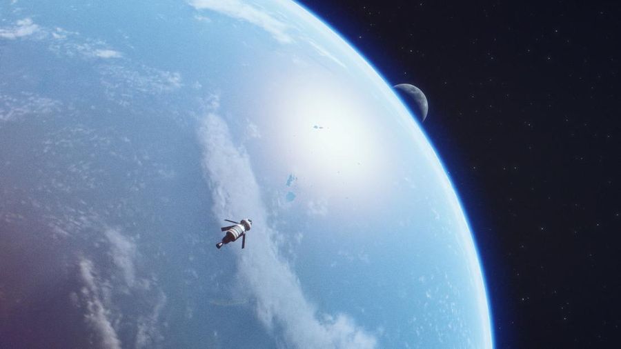 Ilustrasi roket Artemis meninggalkan Bumi menuju Bulan
