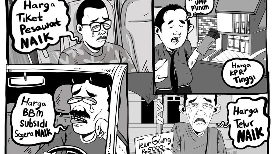 Komik, Derita Rakyat RI, Harga BBM hingga tiket pesawat mahal