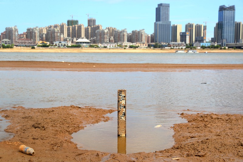 Pemandangan udara dari orang-orang yang berjalan di sepanjang lengan Sungai Parana yang hampir kering, yang ketinggian airnya mencapai titik terendah dalam sejarah, Brasil. (AFP via Getty Images/JUAN MABROMATA)
