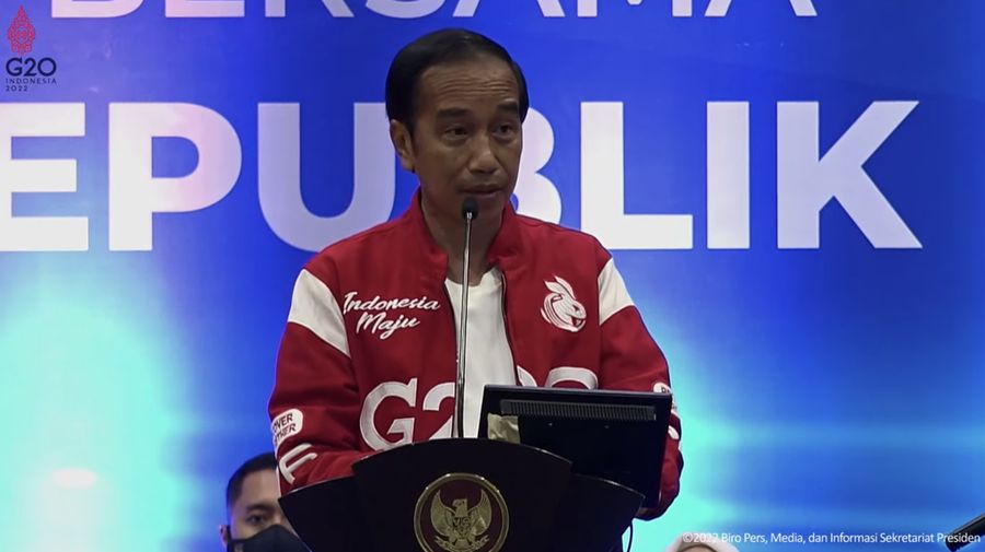 Jokowi dalam acara silaturahmi dengan Karyawan PT. Freeport Indonesia, Kabupaten Mimika, (31/8/2022). (Tangkapan layar Youtube Setpres RI)