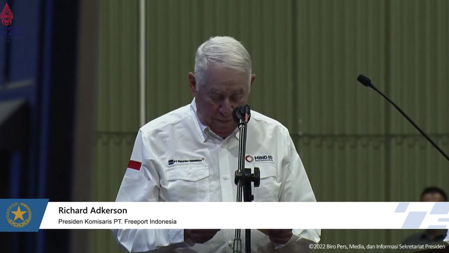 Richard Adkerson dalam acara silaturahmi dengan Karyawan PT. Freeport Indonesia, Kabupaten Mimika, (31/8/2022). (Tangkapan layar Youtube Setpres RI)