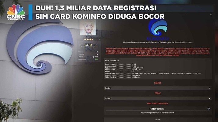 Duh! 1,3 Miliar Data Registrasi SIM Card Kominfo Diduga Bocor Duh! 1,3 Miliar Data Registrasi SIM Card Kominfo Diduga Bocor