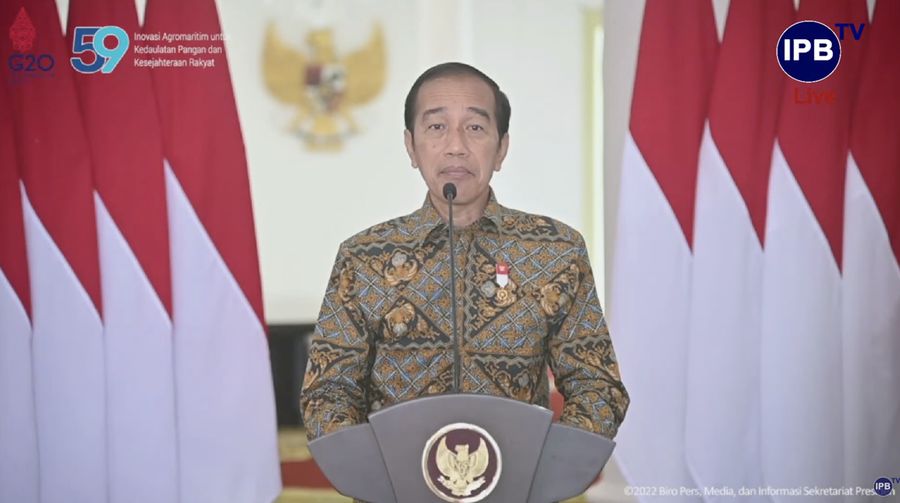 Jokowi dalam pembukaan Dies Natalis Ke-59 Institut Pertanian Bogor. (Tangkapan layar Youtube Setpres RI)