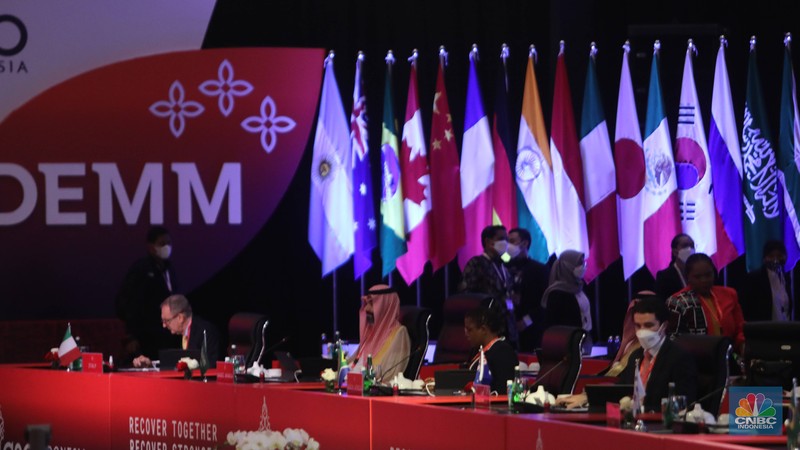 Suasana pertemuan keempat Digital Economy Working Grop (4th DEWG) Presidensi G20 Indonesia di Nusa Dua, Bali, Kamis (1/9/2022). (CNBC Indonesia/Muhammad Sabki)