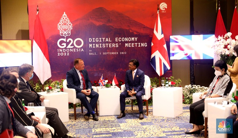Suasana pertemuan keempat Digital Economy Working Grop (4th DEWG) Presidensi G20 Indonesia di Nusa Dua, Bali, Kamis (1/9/2022). (CNBC Indonesia/Muhammad Sabki)