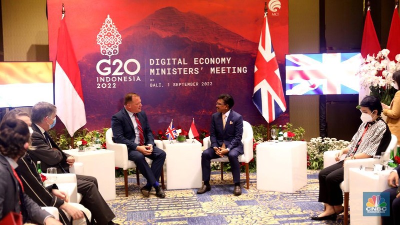 Suasana pertemuan keempat Digital Economy Working Grop (4th DEWG) Presidensi G20 Indonesia di Nusa Dua, Bali, Kamis (1/9/2022). (CNBC Indonesia/Muhammad Sabki)