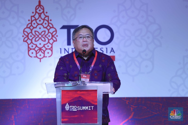 Lead Co-Chairs of T20, Bambang Brodjonegoro dalam acara T20 Indonesia Summit 2022 Lead Co-Chairs of T20, Bambang Brodjonegoro mememberikan sambutan dalam acara T20 Indonesia Summit 2022 di Nusa Dua, Bali, Senin (5/9/2022). T20 Indonesia Summit 2022 yang berlangsung pada 5-6 September 2022 itu diselenggarakan sebagai bagian dari penguatan peran G20 dalam menavigasi dinamika global yang saat ini terjadi. Forum ini menjadi puncak penyelenggaraan T20 Indonesia. (CNBC Indonesia/ Tri Susilo)