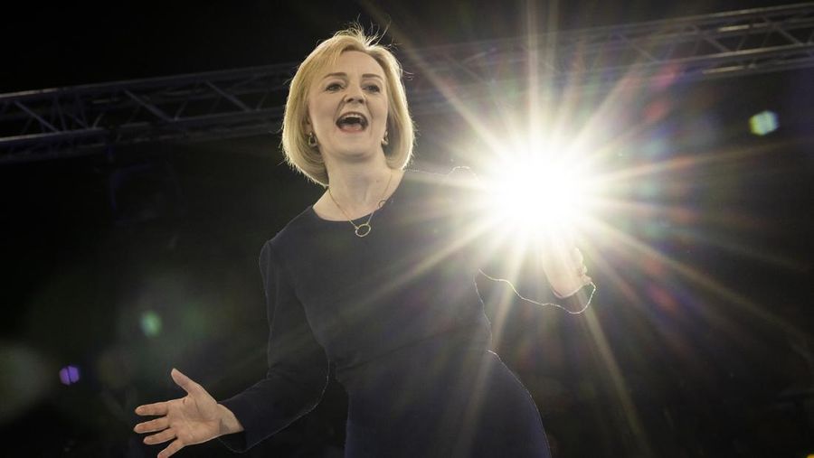 LONDON, ENGLAND - AUGUST 31: Foreign Secretary and Conservative leadership hopeful Liz Truss speaks during the final Tory leadership hustings at Wembley Arena on August 31, 2022 in London, England. Foreign Secretary, Liz Truss and former Chancellor Rishi Sunak are vying to become the new leader of the Conservative Party and the UK's next Prime Minister. The winner of the contest will be announced on Monday. (Photo by Dan Kitwood/Getty Images)