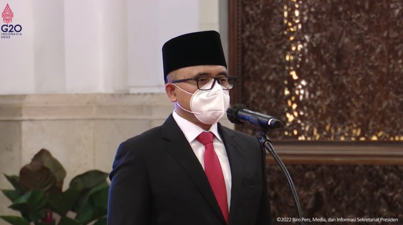 Jokowi saat mengikuti Pelantikan Menteri PANRB Sisa Masa Tahun Jabatan 2019-2022 dan Anggota DKPP, 7 September 2022