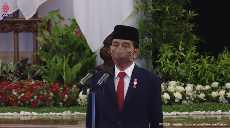 Jokowi saat mengikuti Pelantikan Menteri PANRB Sisa Masa Tahun Jabatan 2019-2022 dan Anggota DKPP, 7 September 2022 Jokowi saat mengikuti Pelantikan Menteri PANRB Sisa Masa Tahun Jabatan 2019-2022 dan Anggota DKPP, 7 September 2022
