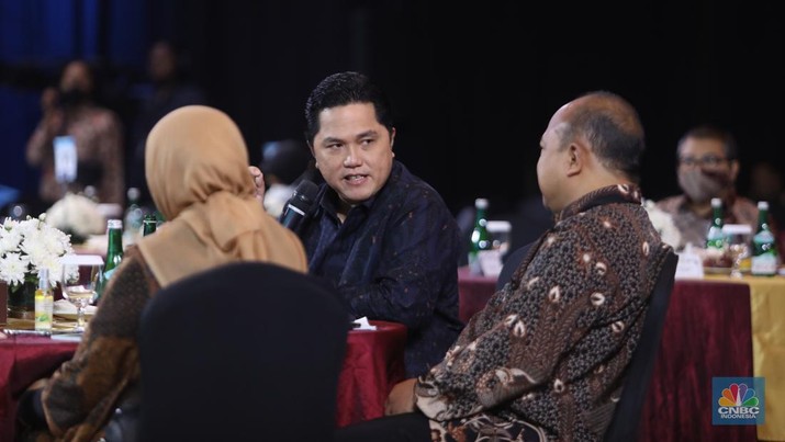 Menteri BUMN Erick Thohir di acara Sarasehan 100 Ekonom. (CNBC indonesia/Andrean Kristianto) Menteri BUMN Erick Thohir di acara Sarasehan 100 Ekonom. (CNBC indonesia/Andrean Kristianto)