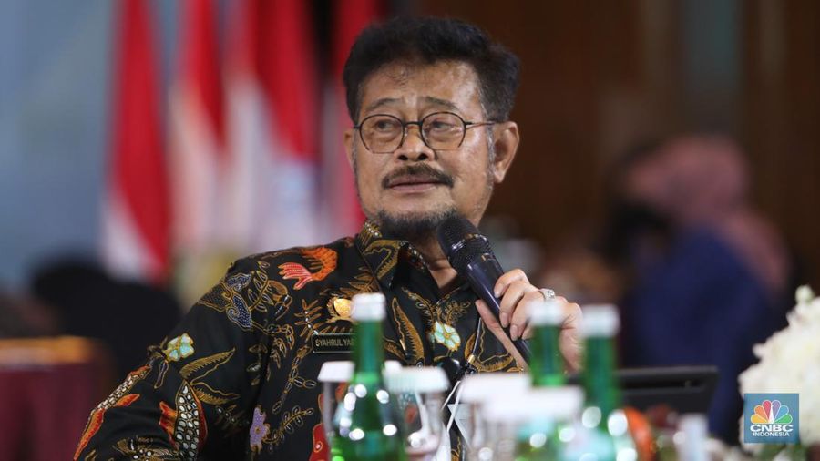Menteri Pertanian Syahrul Yasin Limpo di acara Sarasehan 100 Ekonom. (CNBC indonesia/Andrean Kristianto)