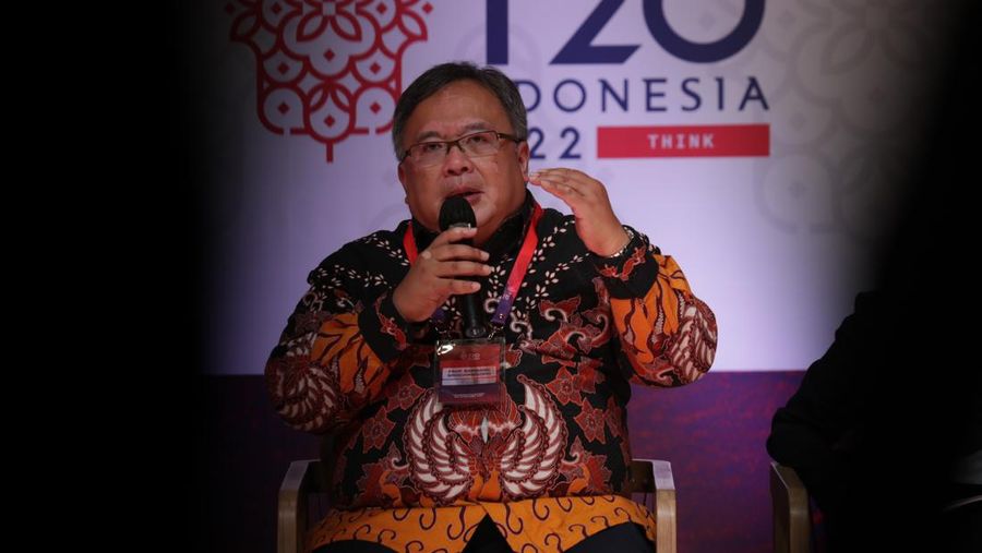 pertemuan T20 Indonesia Summit 2022 yang digelar di Hilton Resort, Nusa Dua, Bali pada 4-6 September 2022. Lead Co-Chair T20 Indonesia Bambang Brodjonegoro memberikan sambutan pada forum T20 Summit Indonesia di acara puncak KTT T20 yang digelar di Hilton Resort, Nusa Dua, Bali. (²©²ÊÍøÕ¾/Tri Susilo))