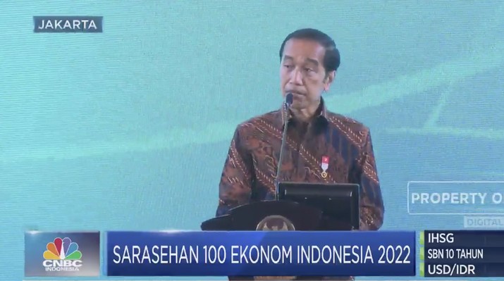 Presiden RI, Jokowi di acara Sarasehan 100 Ekonom Indonesia 2022 Presiden RI, Jokowi di acara Sarasehan 100 Ekonom Indonesia 2022