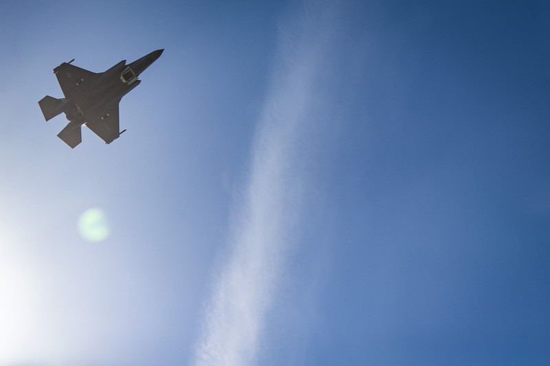 Pesawat tempur siluman Lockheed Martin F-35 Lightning Angkatan Udara AS Pesawat tempur siluman Lockheed Martin F-35 Lightning Angkatan Udara AS terbang di atas Teluk San Francisco di San Francisco, California pada 13 Oktober 2019. (Photo by Yichuan Cao/NurPhoto via Getty Images)
