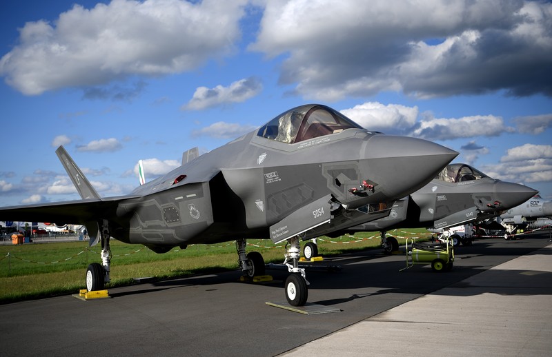 Pesawat tempur siluman Lockheed Martin F-35 Lightning Angkatan Udara AS Pesawat tempur siluman Lockheed Martin F-35 Lightning Angkatan Udara AS terbang di atas Teluk San Francisco di San Francisco, California pada 13 Oktober 2019. (Photo by Yichuan Cao/NurPhoto via Getty Images)