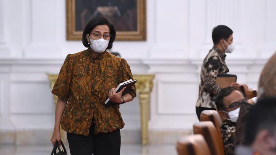 Menteri Keuangan Sri Mulyani usai mengikuti rapat tertutup di Istana Kepresidenan Jakarta. (Foto: Lukas - Biro Pers Sekretariat Presiden)