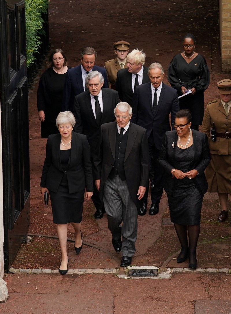 Britain Royals From left, Britain's Prince William, Camilla, the Queen Consort, King Charles III and Lord President of the Council Penny Mordaunt, before Privy Council members in the Throne Room during the Accession Council at St James's Palace, London, Saturday, Sept. 10, 2022, where King Charles III is formally proclaimed monarch. (Jonathan Brady/Pool Photo via AP)