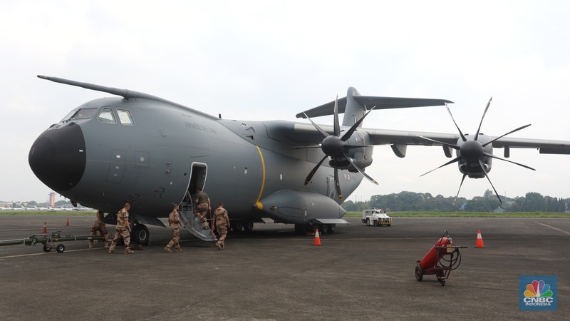 Pesawat angkut A-400M (CNBC Indonesia/Andrean Kristianto)